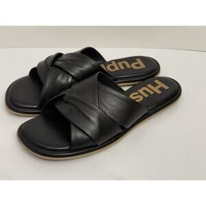 Hush Puppies Women’s 8 Emily Flat Black Sandals Slides HW06846 EUC